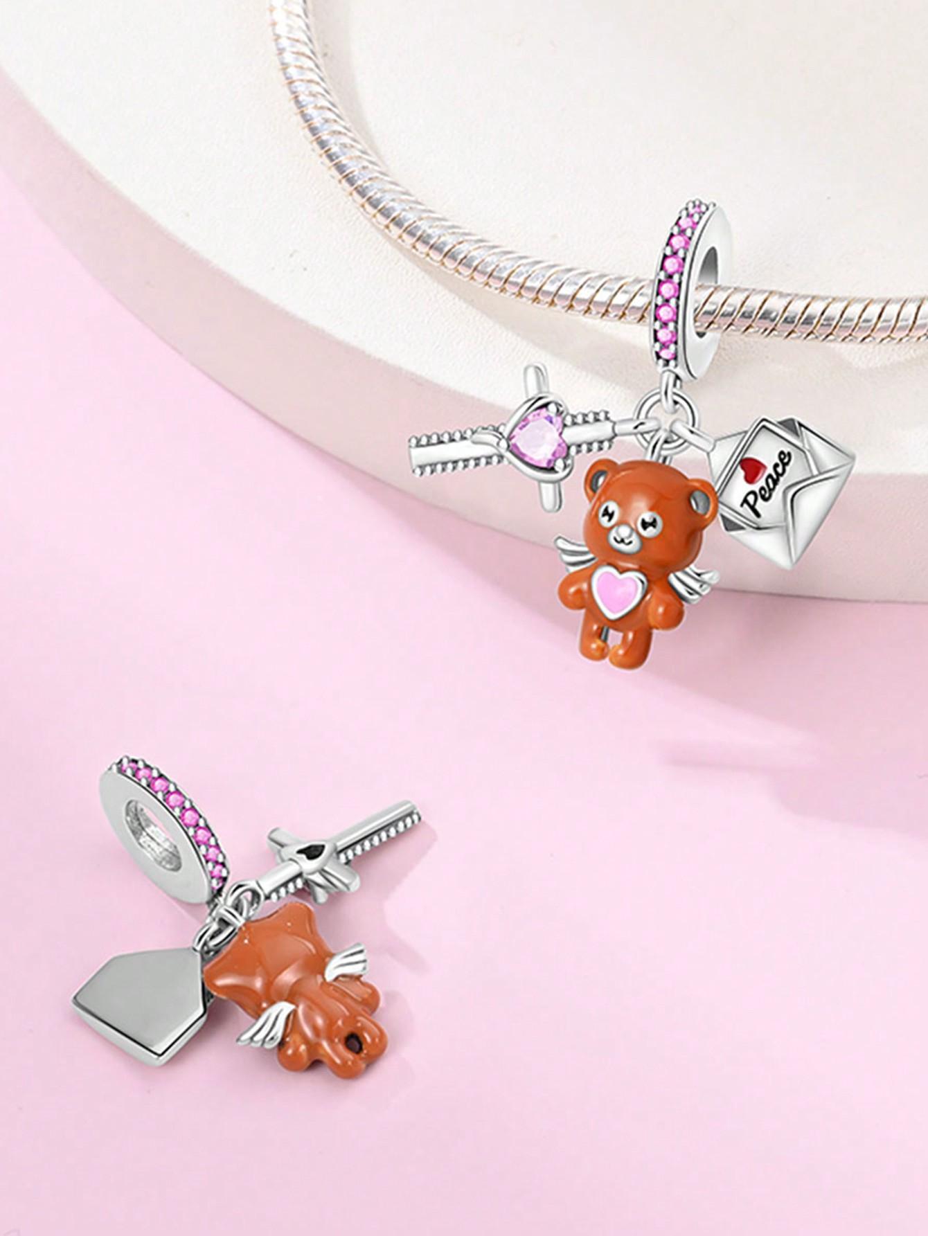 

Charm Bead Component Copper Metal Colors Peace Dove Bear Love Bead Component Designed For Authentic Original Bracelet High Quality Fine Jewelry Do It