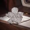 Women Flower Shaped Cubic Zirconia Rings Zinc Alloy Color New Trendy Zircon Exquisite Gift Temperament Female Accessories