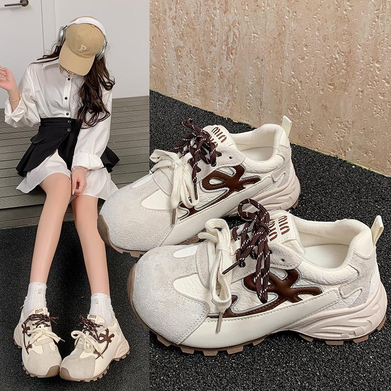 [Fanfna] Platform dad shoes women's 2025 autumn new retro color matching pair of shoelaces casual versatile sports shoes