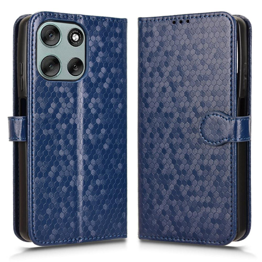For Motorola Moto G56 5G Wallet Case Dot Pattern Imprint PU Leather Phone Cover with Wrist Strap