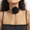 Retro Floral Fabric Choker with Tassel Necklace