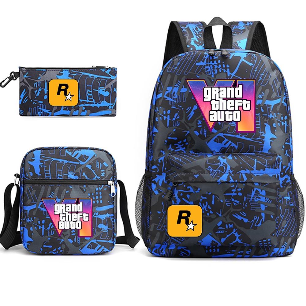 Grand Theft Auto Spel Merchandise Mode Student Schooltas Rugzak Schouder Etui 3-Delige Set