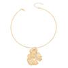Retro Geometric Pleated Choker & Earring Set with Metal Flower Necklace