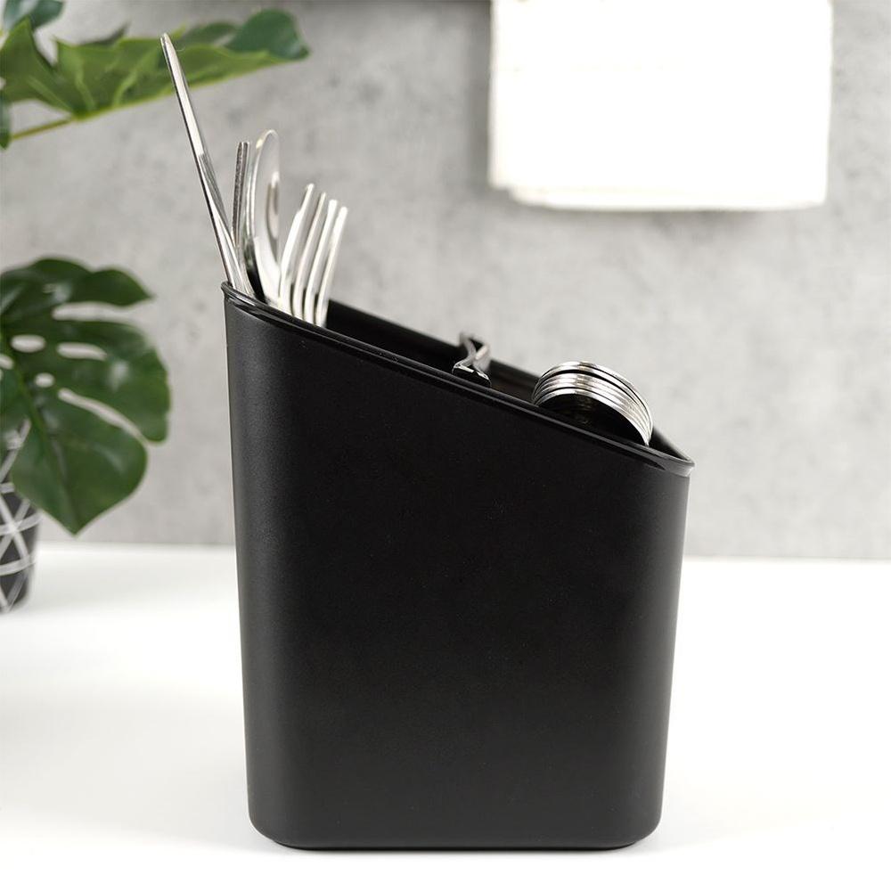 Container Drainer for Cutlery Knives Kitchen Utensils Basket Stand Black