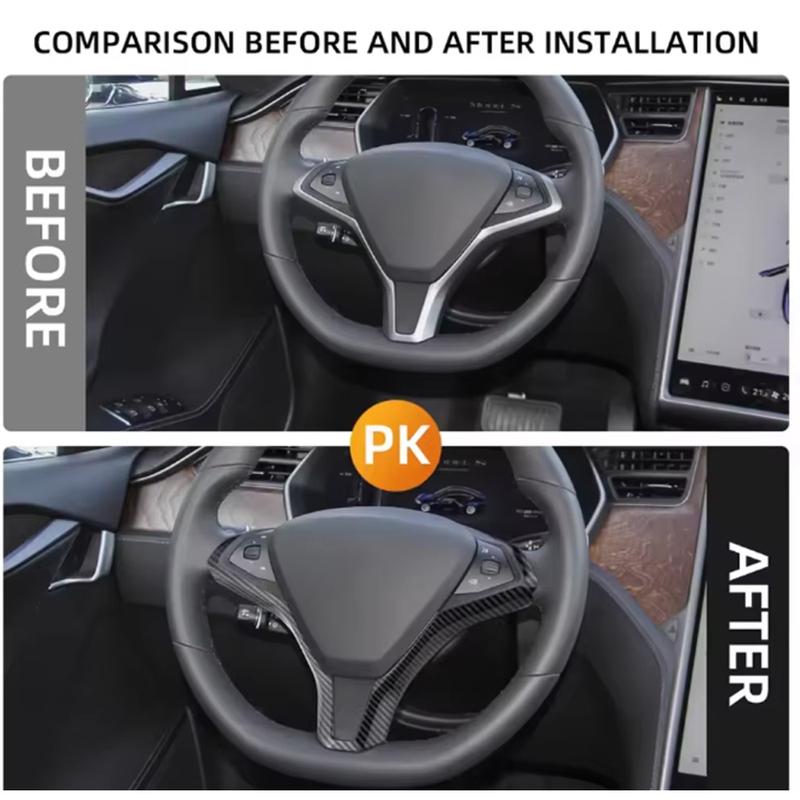 ABS Car Steering Wheel Frame Sticker Trim Cover For Tesla Model S Model X Inner Steering Wheel Decoration  Accessories