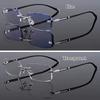 Blue Ray Blocking Anti-Blue Light Reading Glasses Rimless Cut Edge Eye Protection Hyperopia Glasses Vintage Luxury