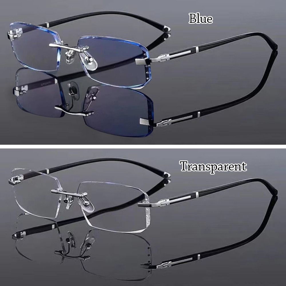 Blue Ray Blocking Anti-Blue Light Reading Glasses Rimless Cut Edge Eye Protection Hyperopia Glasses Vintage Luxury