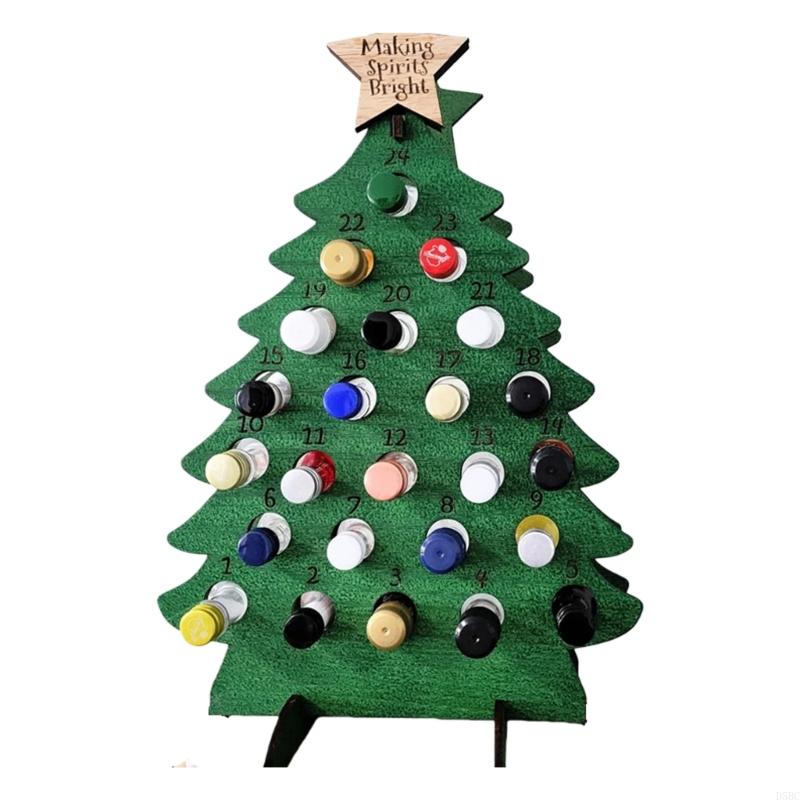 Christmas Count Down Calendar Natural Design Accommodates 24 Miniature Bottle Holiday Decoration For Family