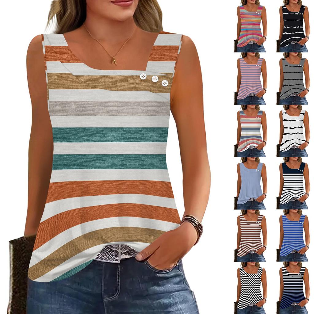 Damskie letnie topy na ramiączkach z kwadratowym dekoltem, bez rękawów, zapinane na guziki, casualowe, eleganckie tuniki, podstawowe koszulki do pracy biznesowej, bluzki