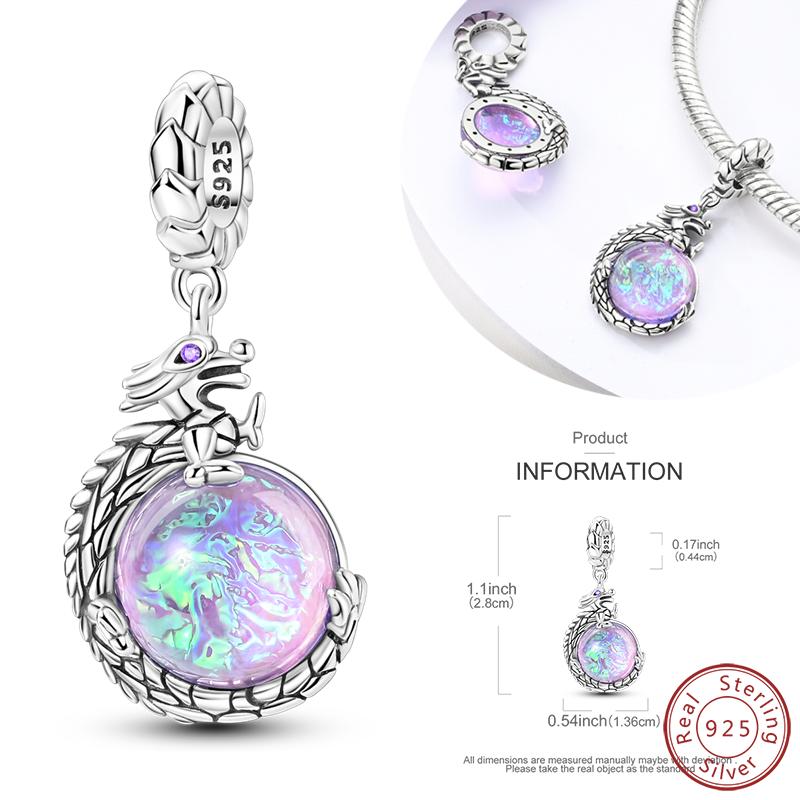 Real Copper Mysterious Purple Series Charms Bead Fit Original Bracelet Pendants Diy Jewelry Gift