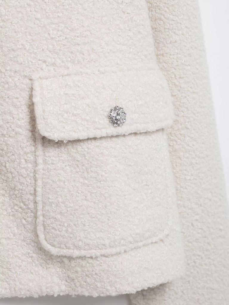 TAOP&ZA Spring/Summer Women's Commuter Double-Breasted Beaded Knit Crew Neck Jacket