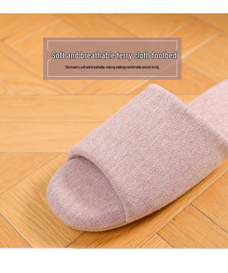 Youtiao Silent Open-Toe Indoor Slippers - Breathable Summer Linen for Wood Floors