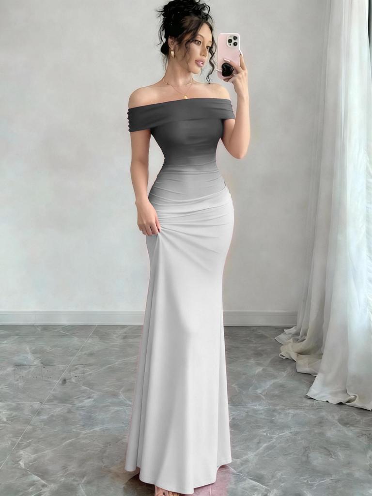 2026 Fashion Gradient One-Shoulder Bodycon Maxi Dress for Women