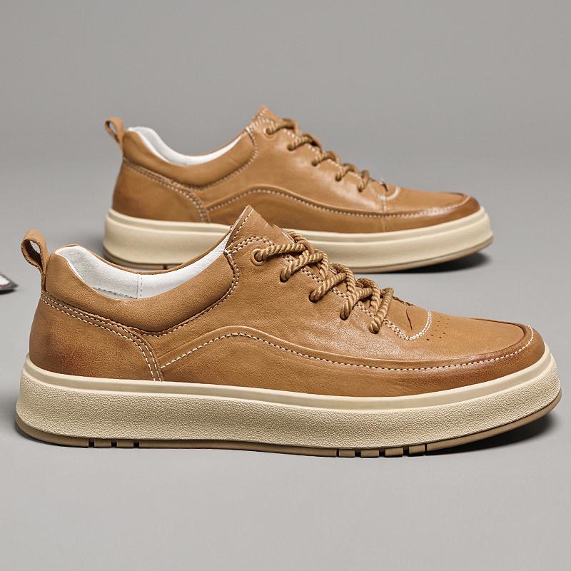 Fashion Genuine Leather Men's Skateboard Footwear Handmade Casual Shoes Classic Leisure Walking Shoes Outdoor Male Sneakers Sports Shoes