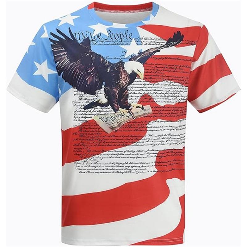 Trendiger Amerikanischer Adler U.S.. Flagge Grafik T-Shirt Für Männer Kleidung T-Shirts Frauen Cool Streetwear Sommer Lässig Kurzarm Ropa Oberteile