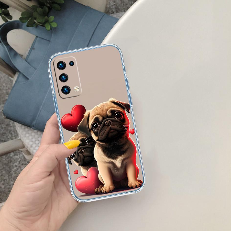 CJ90 Pug Dog Transparent Phone Case for LG K22 K30 K40 K40S K41 K42 K50 K50S K51 K51S K52 K61 K62 K71 K92 Q60 Q61 V40 V50 V60