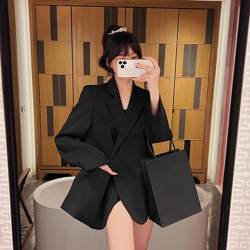 

Весенний свободный розовый универсальный женский пиджак в британском стиле розового цвета L чёрный