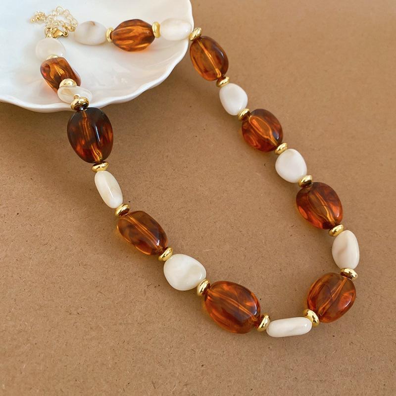 Elegant Summer Acrylic Beaded Necklace: Fashionable Round Clavicle Chain Jewelry