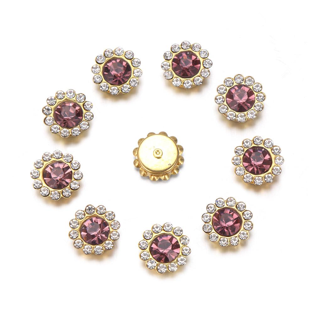 10PCS Apparel Sewing Sparkling Flower-shaped Clothes Decoration Crystal Glass Stone Rhinestone Buttons