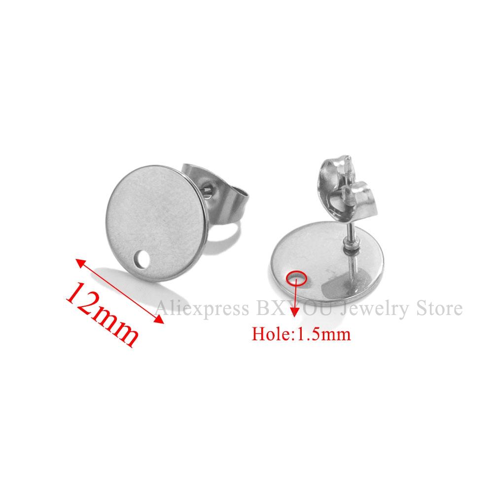 10pcs Round Stainless Steel Gold Plated Earrings Making Supplies Hooks Connectors Earring Posts Studs Pins Findings Components