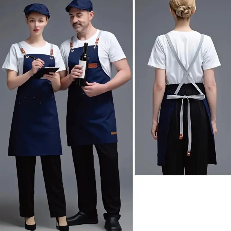 Multi Functional Canvas High-end Restaurant Apron with Multiple Pockets, Perfect for Cafes, Restaurants, and Fashionable Waist Workwear