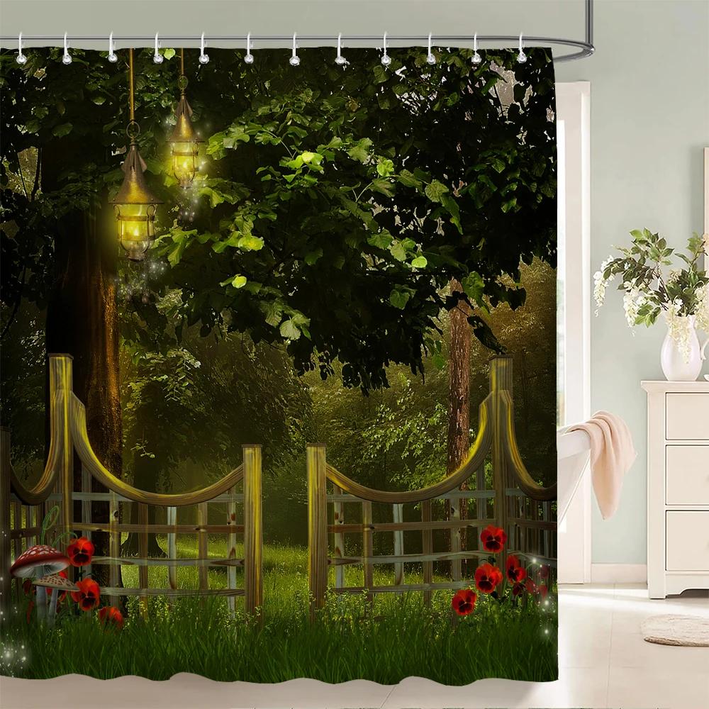 Home Shower Curtains for Bathroom Waterproof Fabric Fairy Tale Forest Cartoon Children Bathroom Curtains Shower Curtain