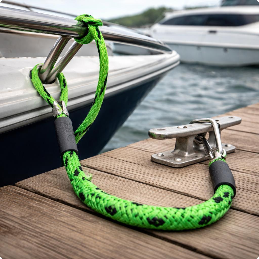 Bungee Dock Line Reinforced Sleeves Bungee Mooring Rope Stretch Dock Line Coiled Hook and Loop Rope Stretchy