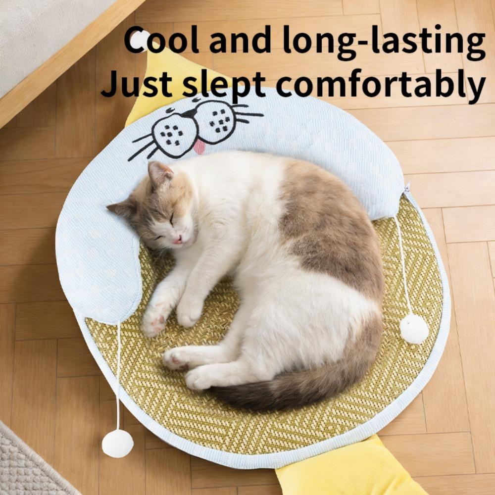 Pet Neck Pillow Cooling Bean Material Arc Design Removable Washable Cooling Mat Anti-Slip Wear Resistant Easy Clean