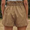 2024 Summer Cotton Linen Women Wide Leg Shorts  High Waist Casual Drawstring Pants For Women Loose Ruffled Lady Clothes 30773