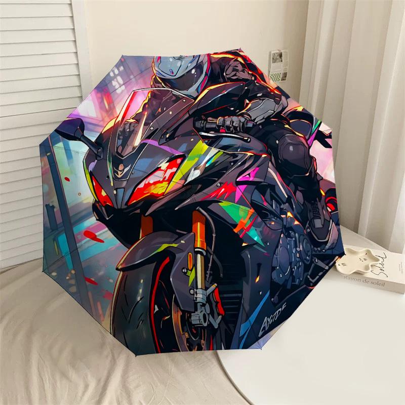 

1PC Motorcycle Rider Umbrella-8-Rib Reinforced, Automatic Open, Lightweight & Durable, Cute Fashion Accessory for Outdoor, Beach, or Casual Use, Beach