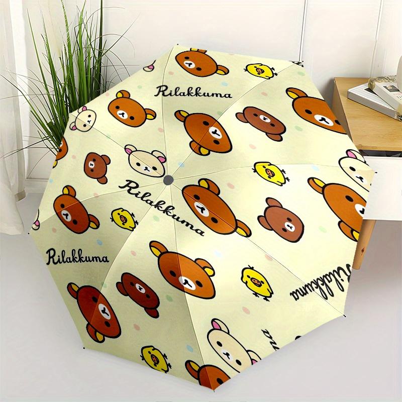 

Rilakkuma,San-X Automatic Folding Umbrella-Simple 8-Rib Design, Bright Cartoon Pattern, Durable Iron Frame, Suitable For Travel, Outdoor, Be