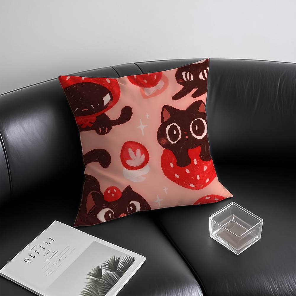 Cute Strawberry Print Pillow Case Anti-dustmite Invisible Zipper Sofa Bed