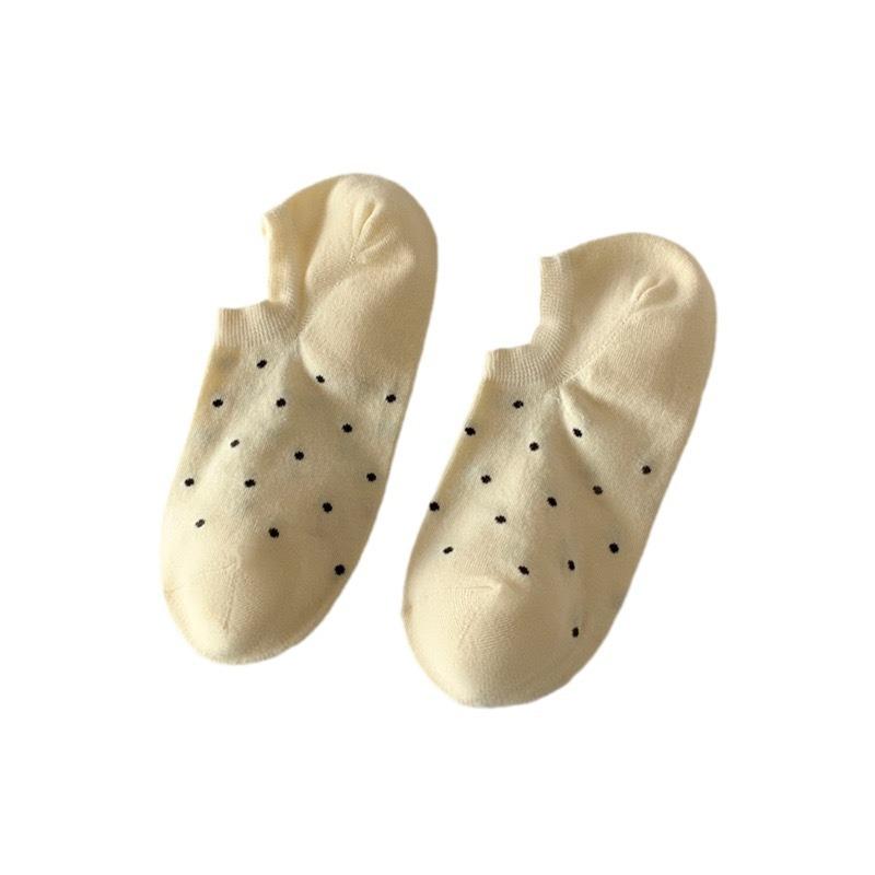 Seasonal Shallow Mouth Boat Socks Socks Women'S Solid Color Polka Dots Do Not Fall Off And Invisible Socks Summer Women