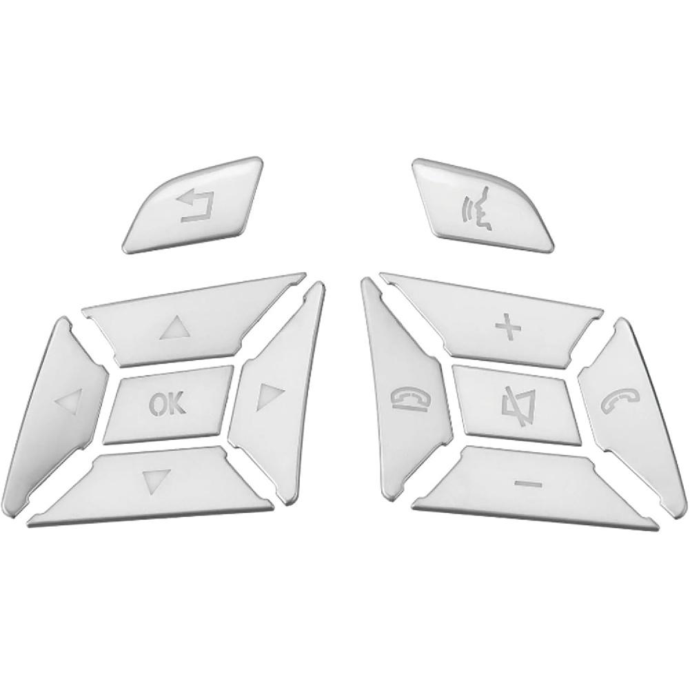 12Pcs Steering Wheel Buttons Sticker Trim Decoration Cover Sticker Replacement for Mercedes-Benz A B C E SLK SL ML GL ClA GlA W176 W212 W204 W246