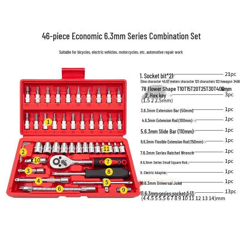LETA 46-Piece Multifunctional Socket and Screwdriver Tool Set