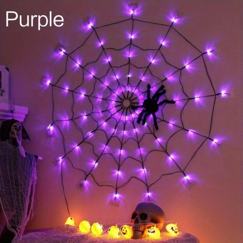 

1 шт., фиолетовые паутинные фонари с дистанционным управлением, украшение в виде паутины для дома и сада, в помещении, на открытом воздухе, страшная тема фиолетовый