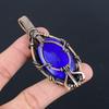 Blue Sapphire Pendant, Handmade Gemstone Pendant, 999 Copper Wire Wrapped Pendant Antique Jewelry, For Engagement Gift