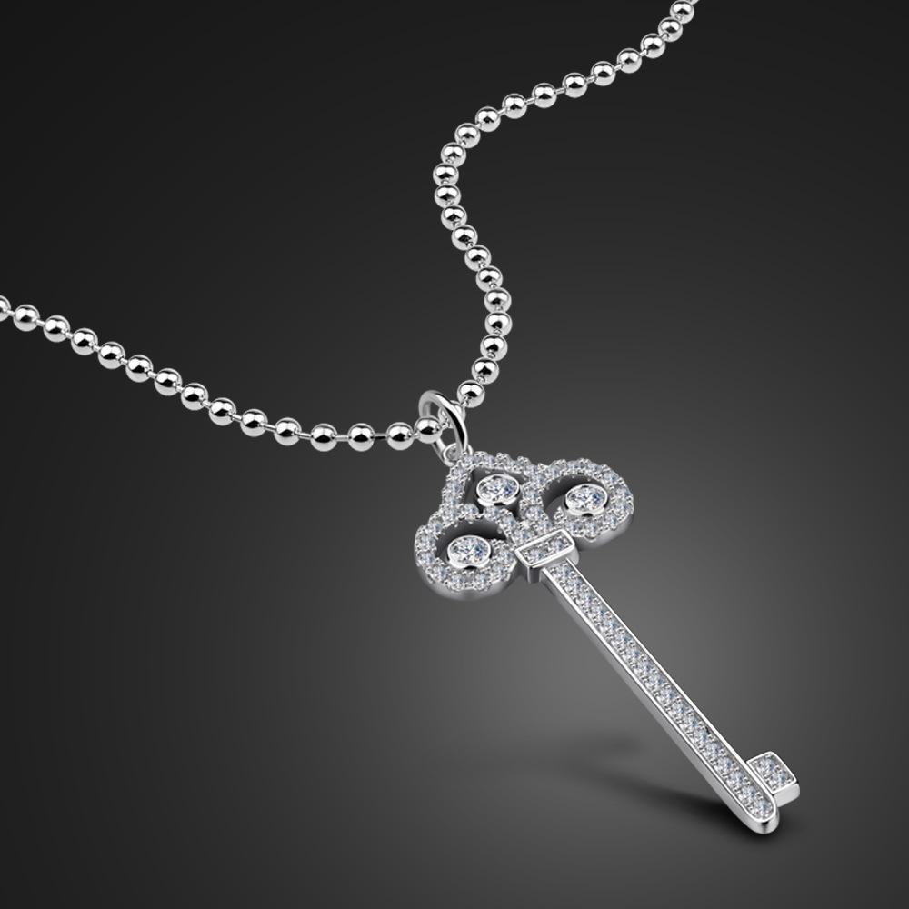 Platinum Plated Necklace Classic Key Sweater Chain Women'S Long Chain Pendant Heart Crown Key Sweater Chain