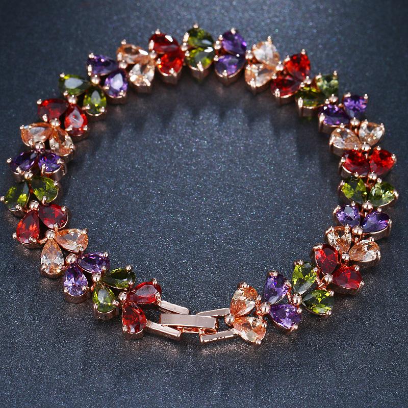 Fashion Colorful Zircon Bracelet Series for Women, Micro Paved Zircon Luxury Jewelry