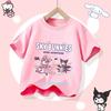Kuromi Children's Pure Cotton Short-Sleeved Girls' Casual Shirt - Summer T-Shirt with Cartoon Print- Three Little Monkeys Series