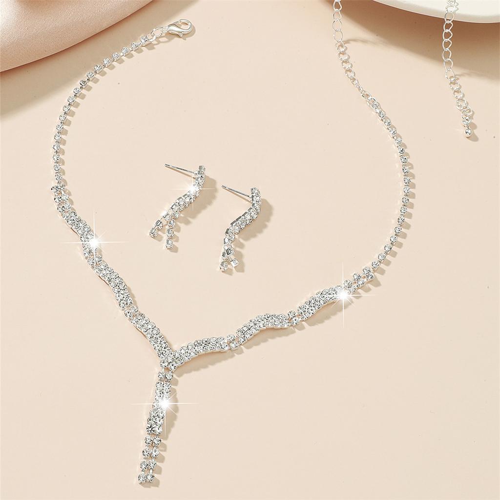 Accessori per abiti da sposa set due pezzi accessori da sera orecchini con strass collana da sposa produttore gioielli