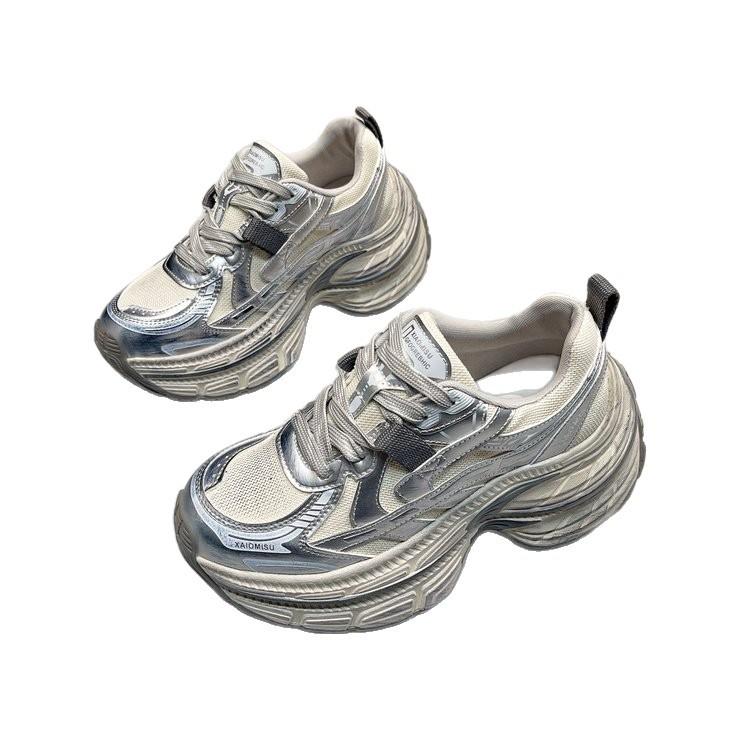 Paris Daddy Shoes Girl 2025 New Platform Muffin Small Super Heel Old Polishing Popular Sneakers