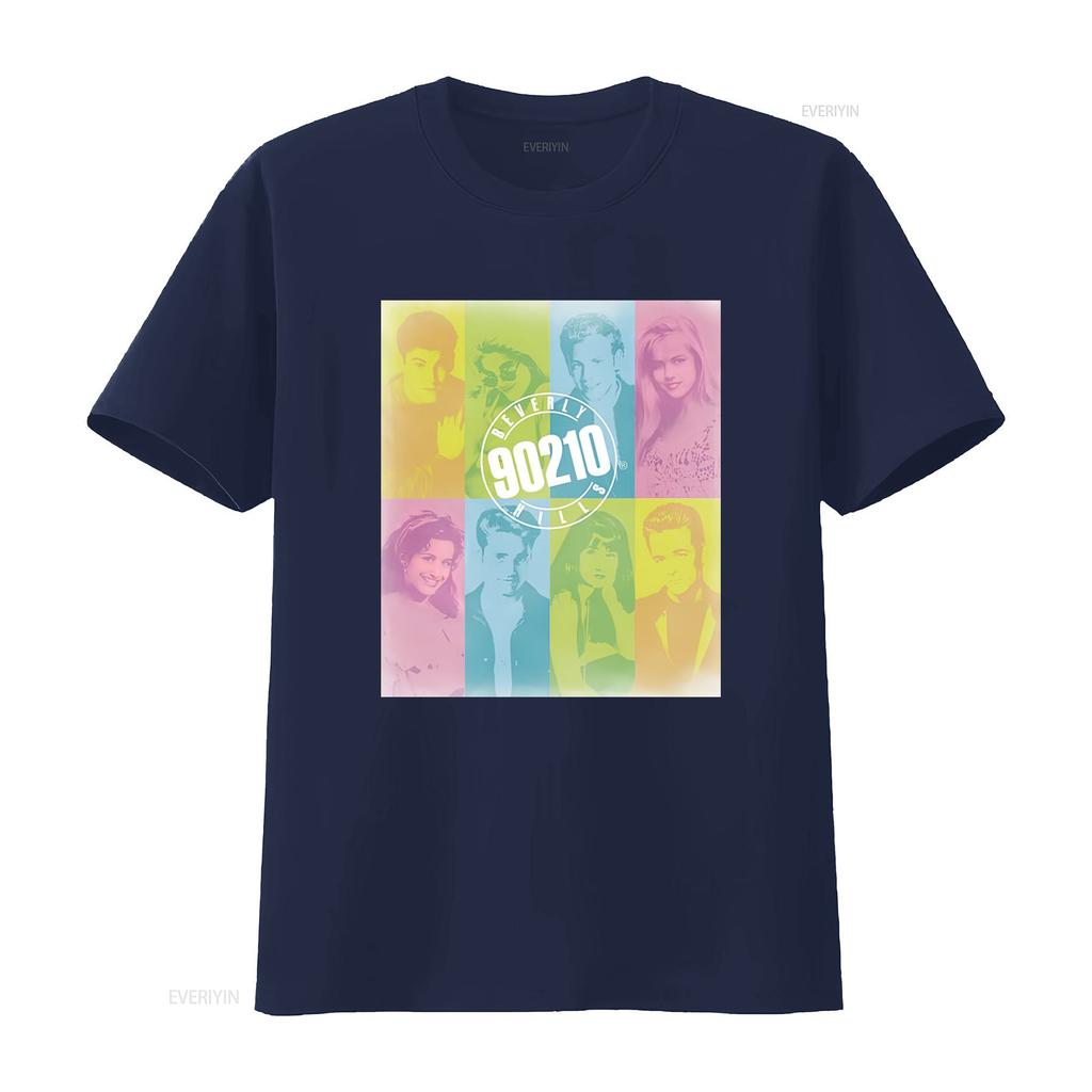 Beverly Hills 90210 Cast Color Block T Shirt for Retro TV Show Fans White Vintage Washed Soft Breathable Slightly Graphic