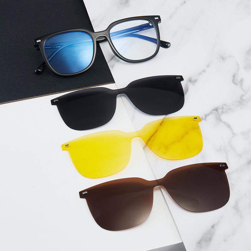 2302 Day And Night Magnetic Sleeve Glasses Men'S And Women'S Three-In-One Patch Glasses High Definition Can Be Equipped With Myopia Glasses