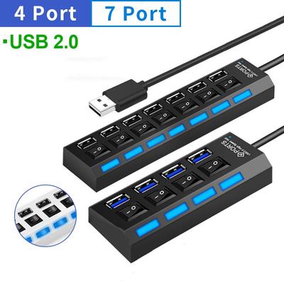 USB 2.0 Hub Multiport USB Splitter Netzteil 4/7 Port Multi Extender Schnellladegerät Handy-Ladegerät