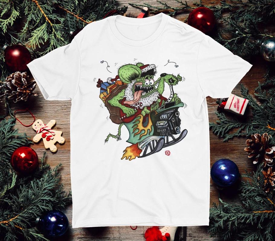 

Ed Roth Rat Fink Santa For Christmas Tshirt All Size S to 5XL UR378 Unisex T-Shirt XXXXL