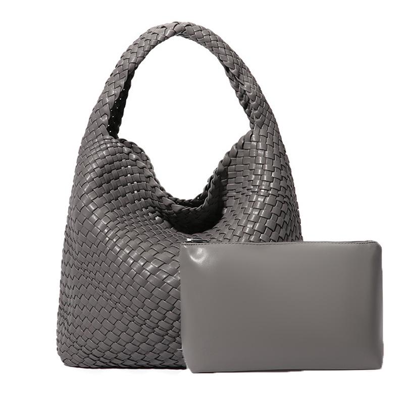 Women's Large Capacity Woven Shoulder Bag – Versatile Tote for Shopping, Commuting, and Everyday Use