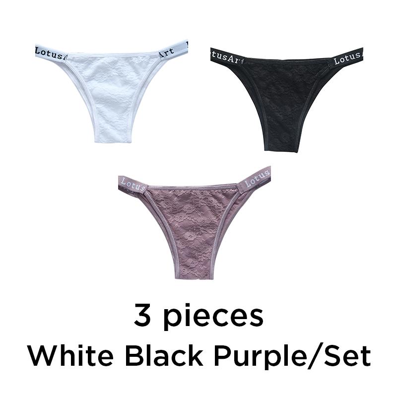 

YOUULAR 3PCS/Lot Жіночі безшовні мереживні трусики Сексуальні бавовняні труси Стрінги Жіноча низька посадка Виточки Інтимна білизна Нижня білизна XXL