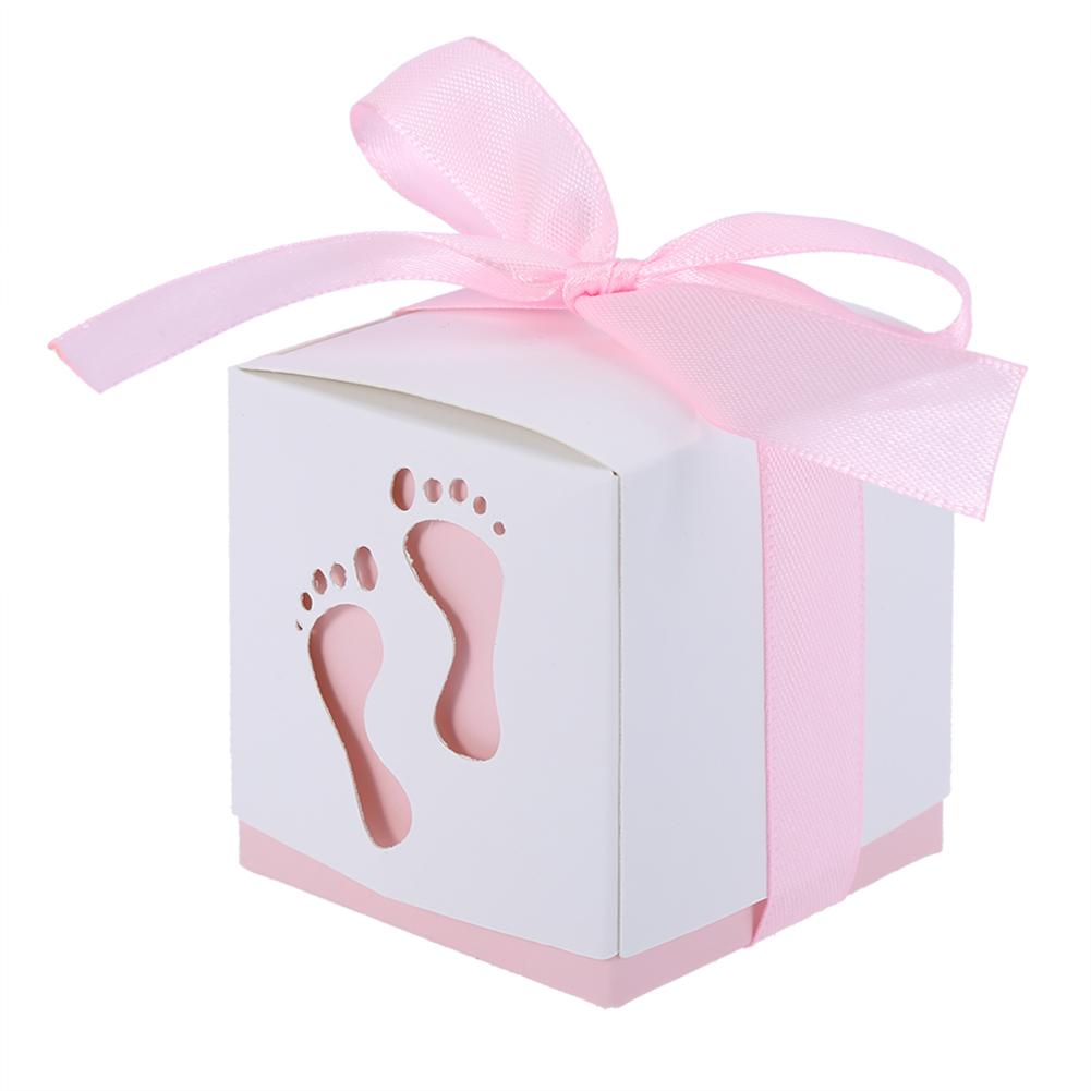 50 Pezzi Simpatico Scatola di Carta a Forma di Impronta di Piedino di Bambino Scatola per Caramelle Bomboniera Matrimonio Baby Shower