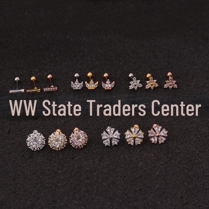 Korean Style Stainless Steel Zircon Double-Sided Cherry Earrings